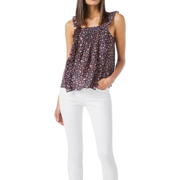 Frame Cecil Floral Print Ruffle Top - Picture 1 of 9